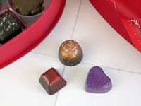 closeup of three chocolates from ethel m box