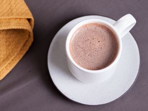A cup of drinking chocolate. 