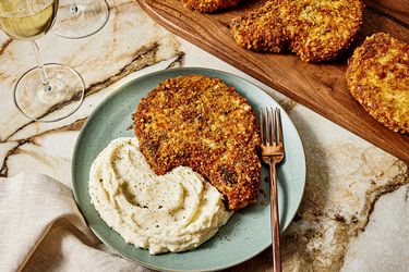 Overhead view of Fried Pork Chop 