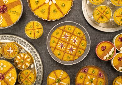 Overhead view of intricately decorated Sholeh Zard