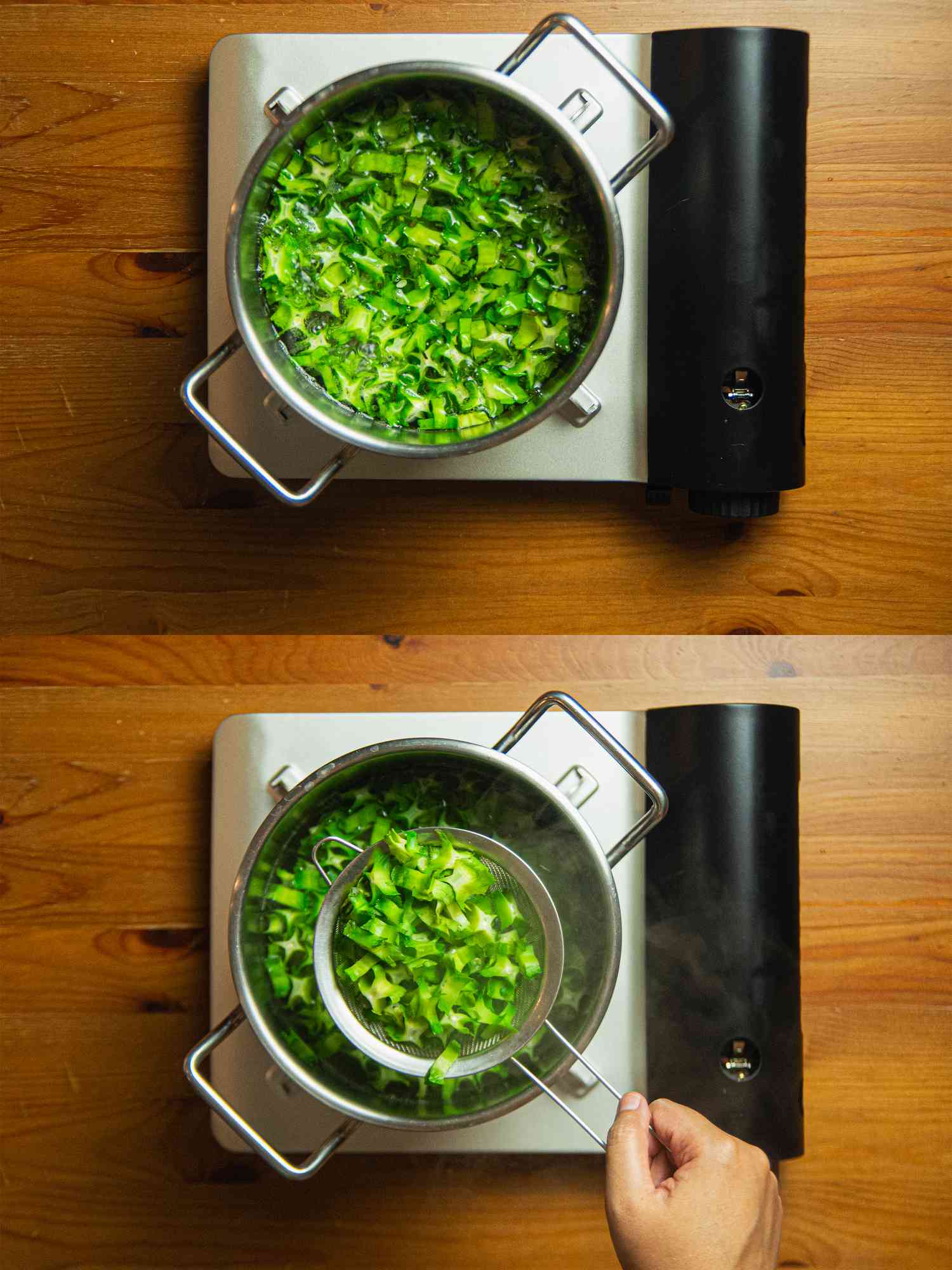 Two image collage of winged beans 