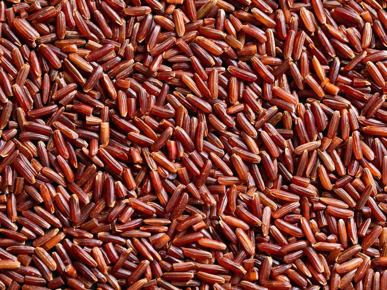 Macro view of red jasmine rice.