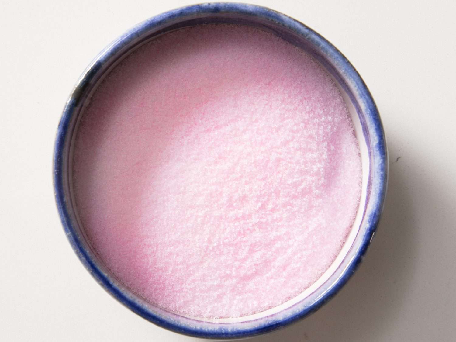 Bowl of pink salt, used for curing corned beef.