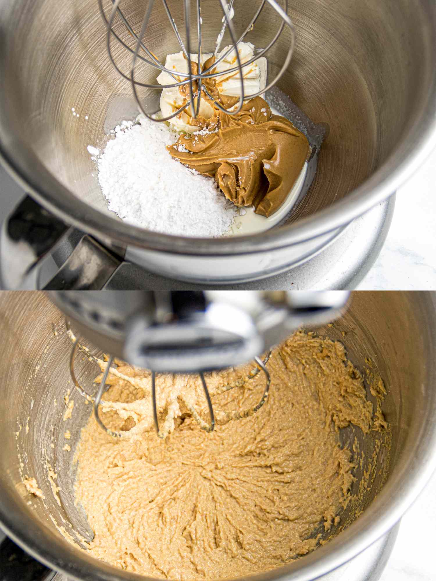 Twostep preparation of peanut butter filling in a stand mixer