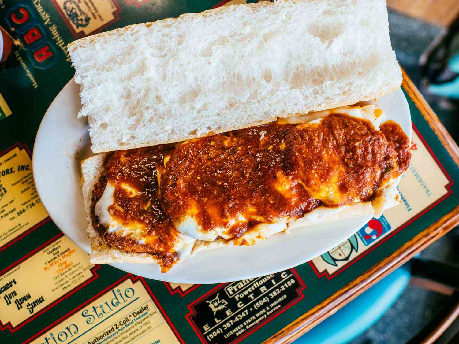 Eggplant parmesan po'boy at Liuzza's.