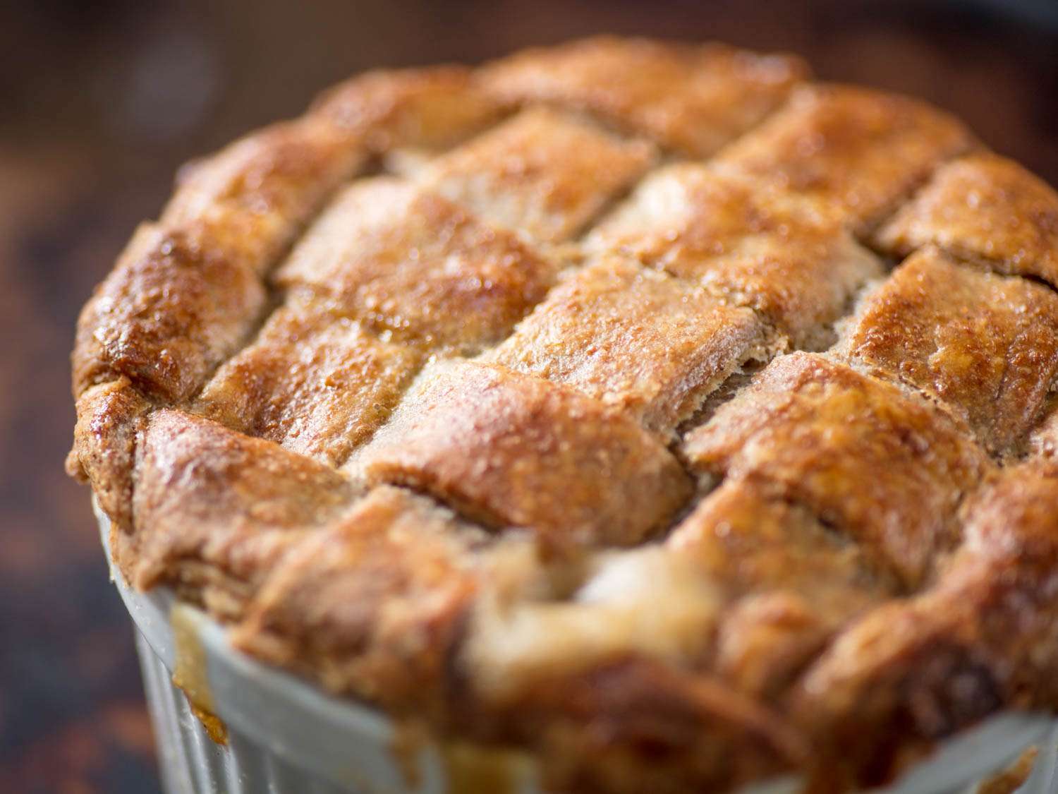 A golden baked lattice pie crust made with whole wheat flour.
