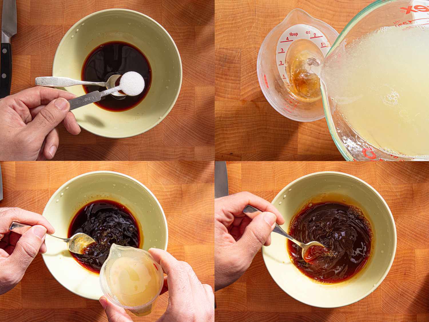 Four image collage of making Mazagran Coffee