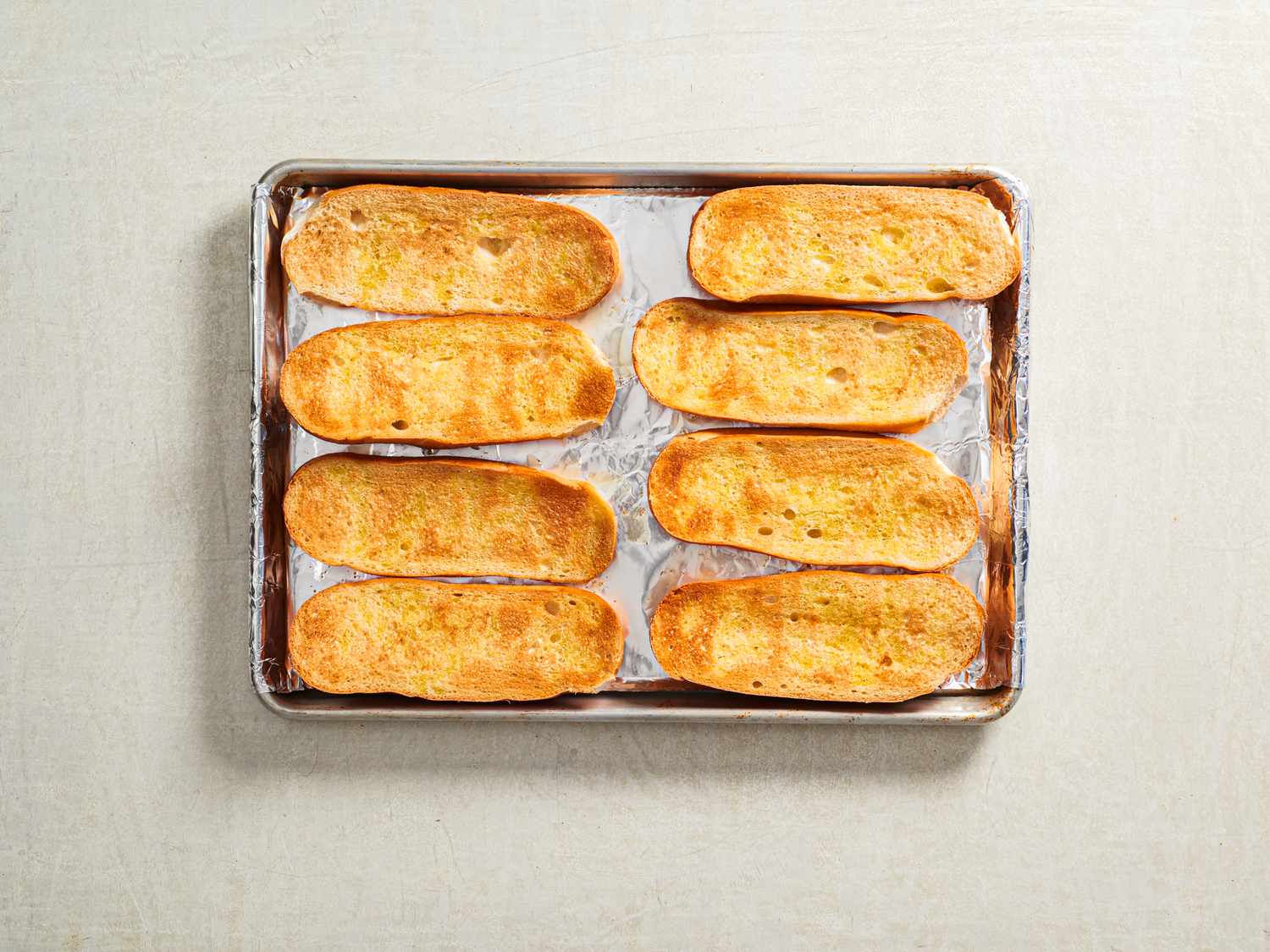 Overhead view of lightly toasted breas