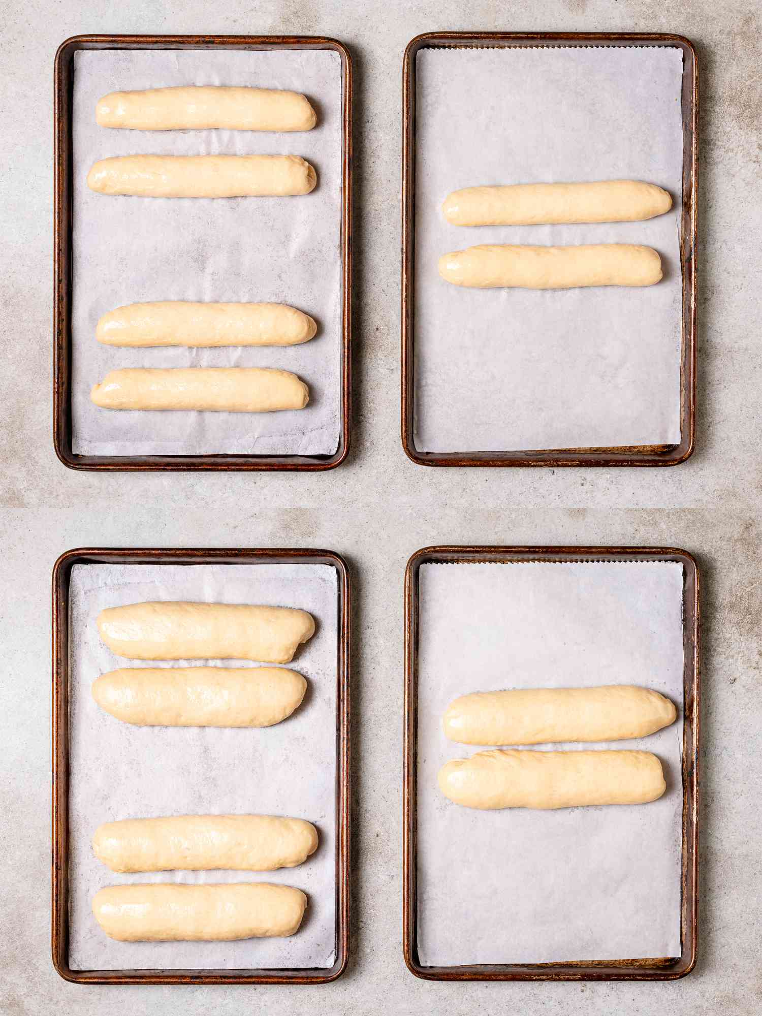Two image collage of rolls before and after being proofed