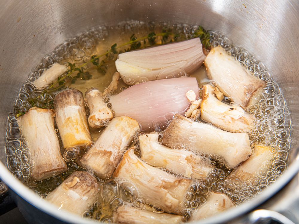 Overhead view of simmering