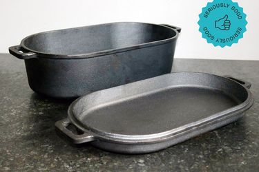 A picture of the Pit Boss 6-Quart Roaster with a star graphic that reads "Seriously Good" with a thumbs-up icon.