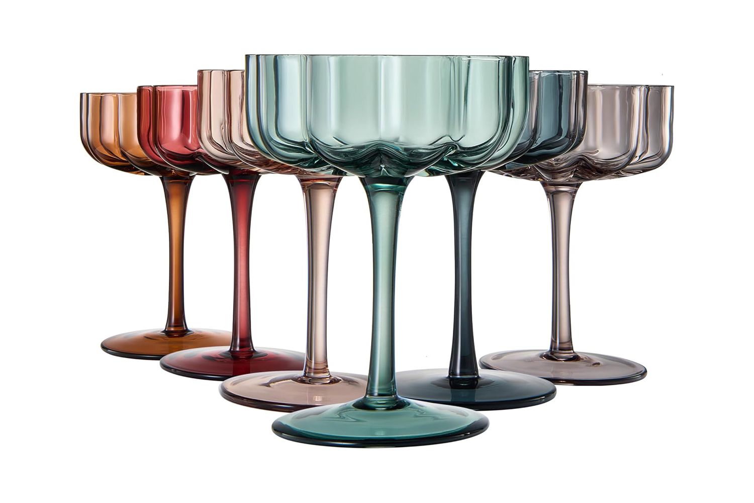 Khen Flower Vintage Wavy Glass Coupes Martini
