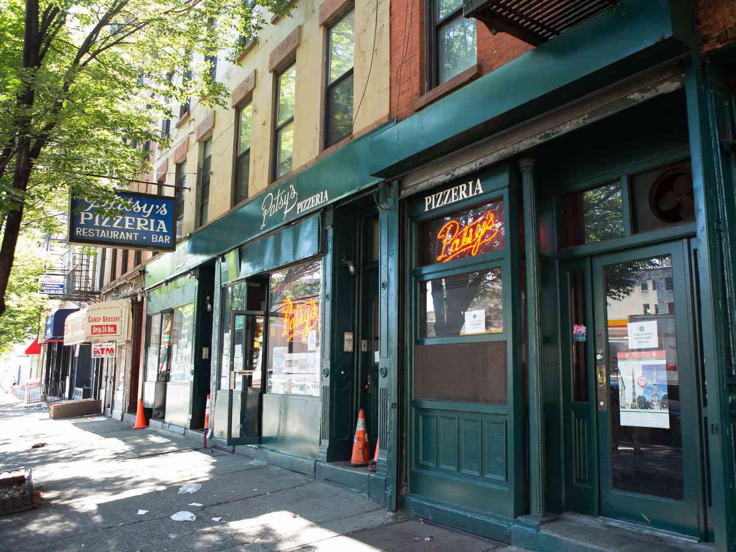 Exterior of Patsy's Pizzeria in Harlem, NY.