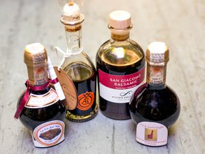 An assortment of vinegars.