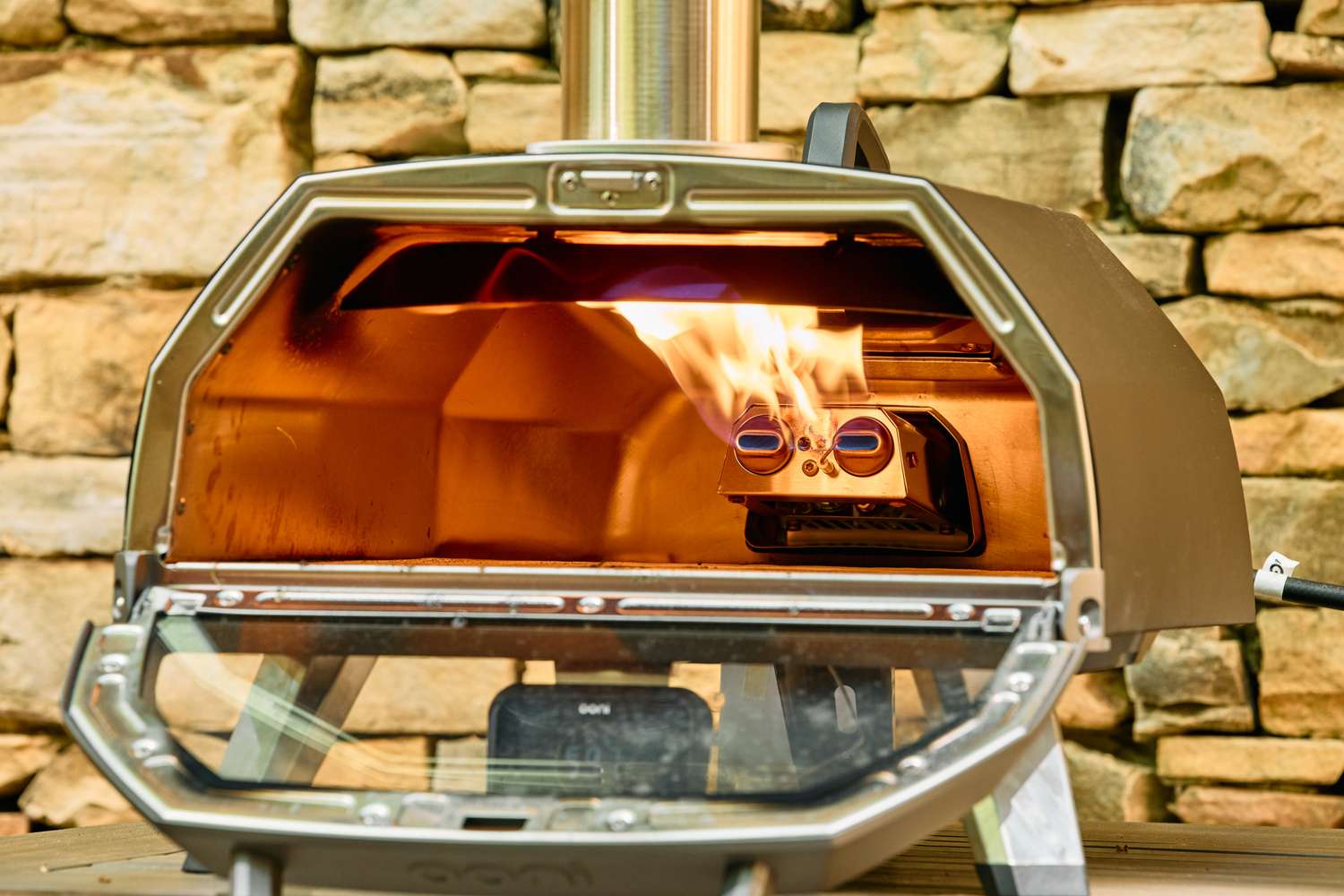 Fire inside the Ooni Karu 2 Pro Multi-Fuel Pizza Oven