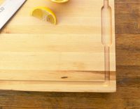 a closeup of the juice groove on the made in board