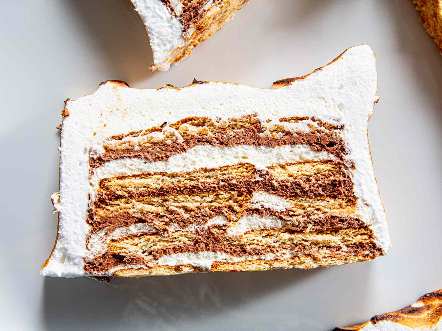 Close up of smore icebox cake