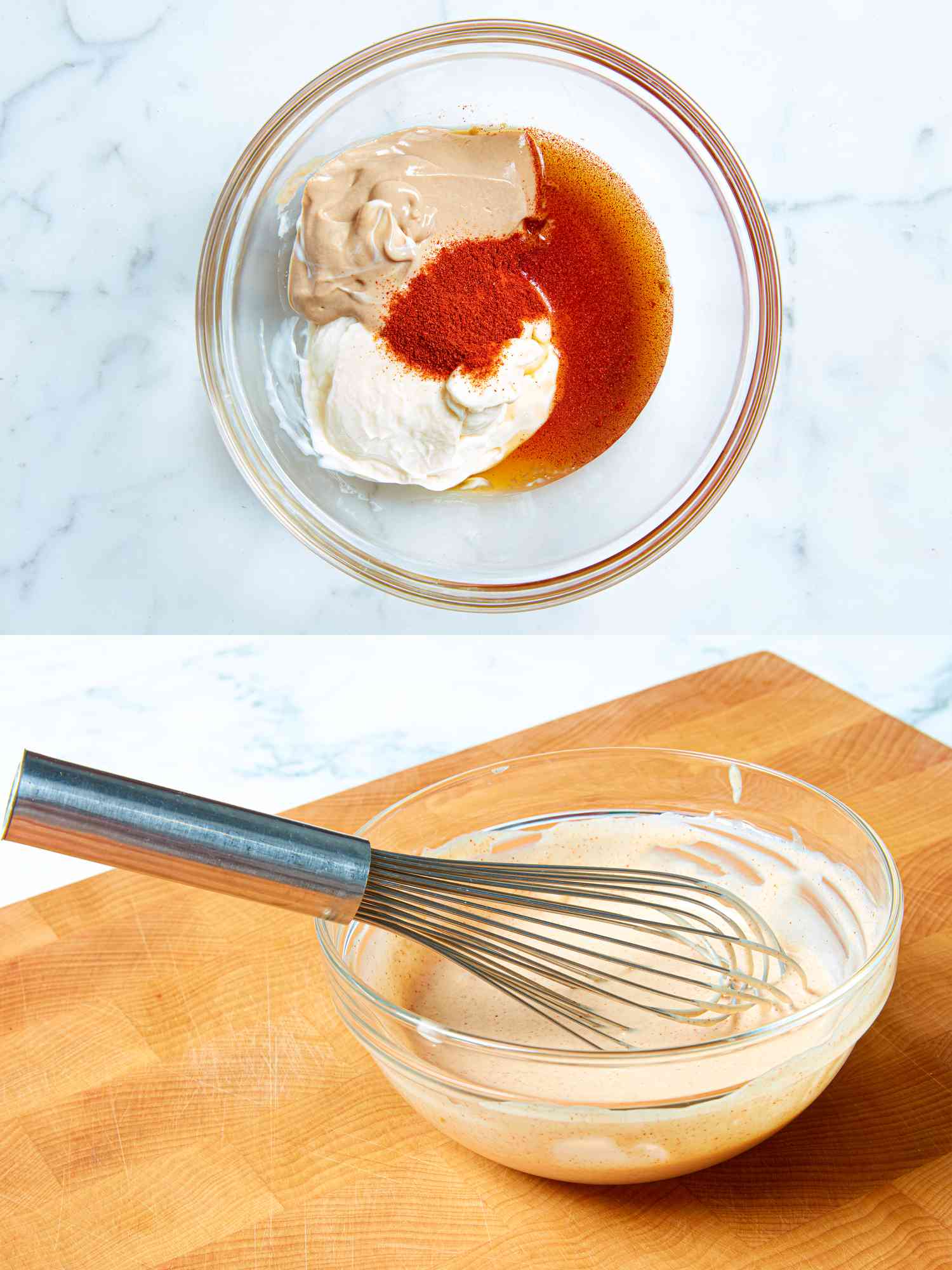 Overhead view of salmon sauce