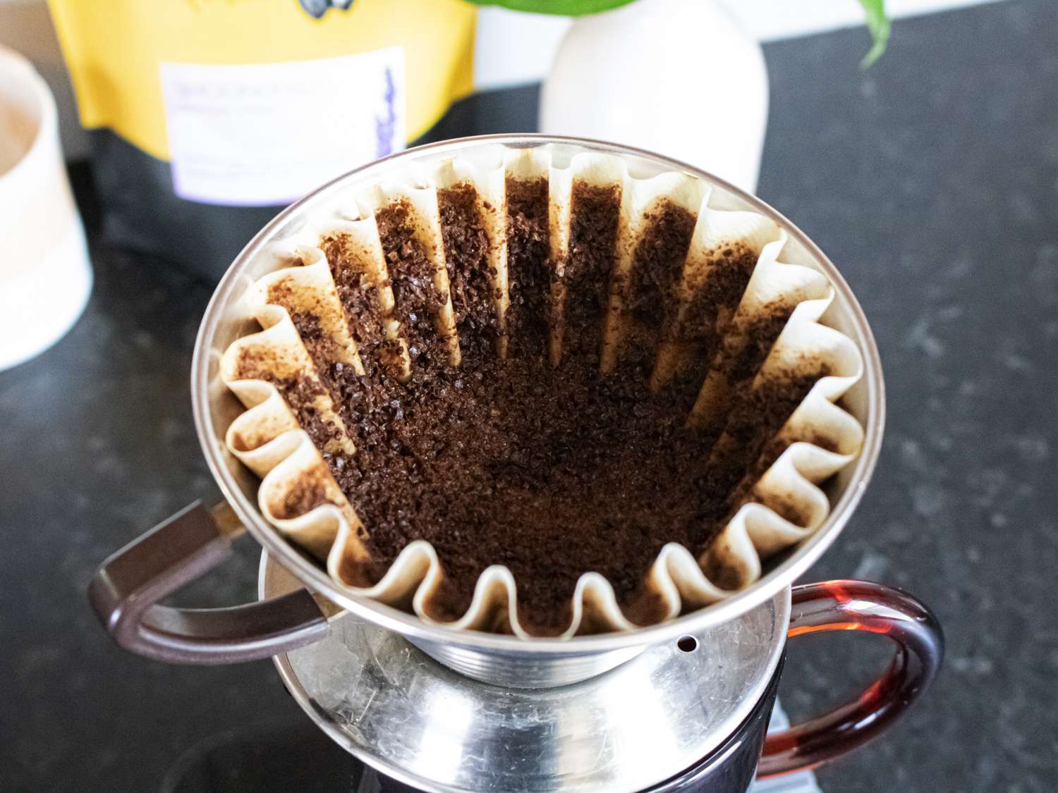 Coffee grounds after a no bloom, full our