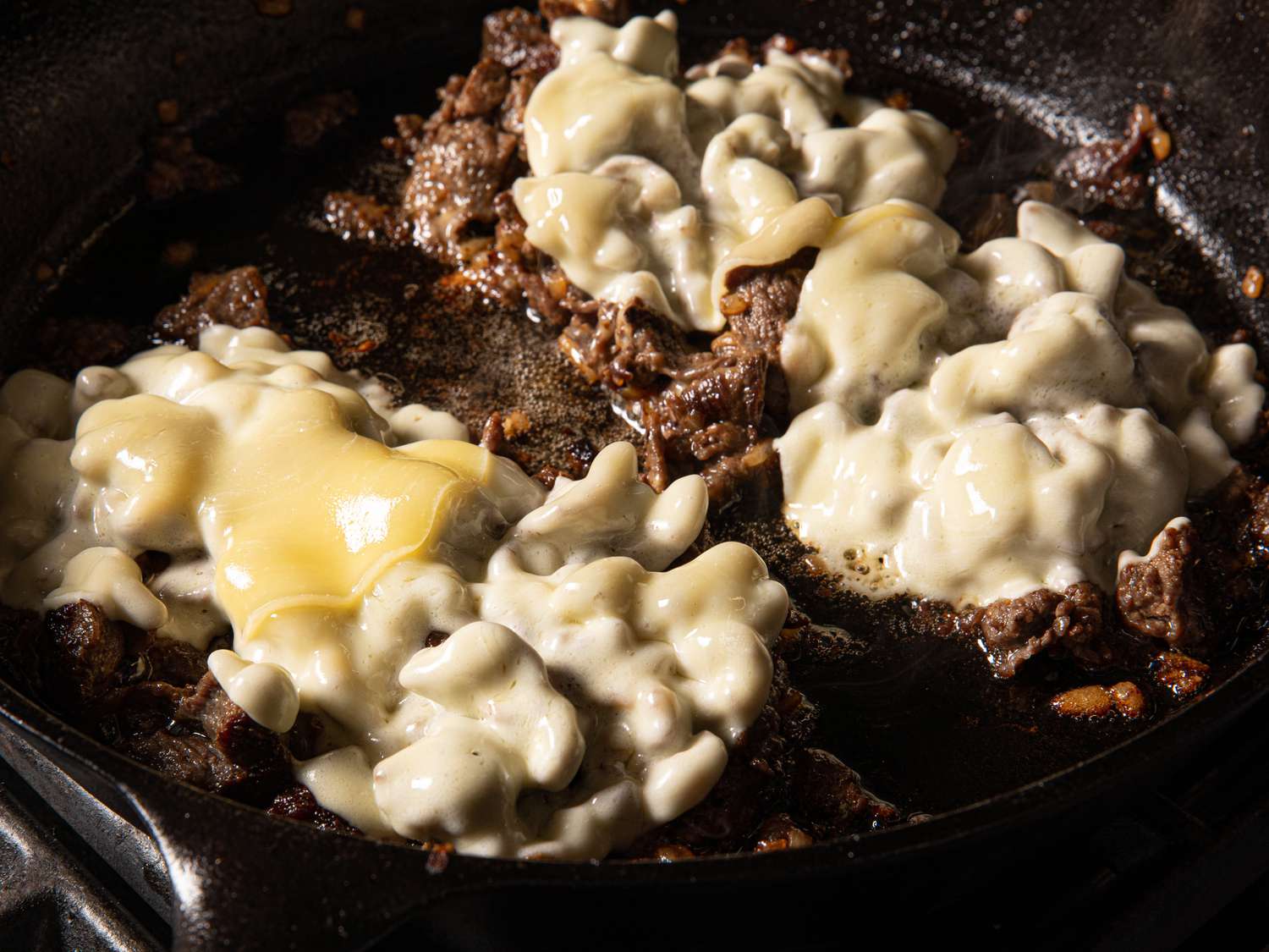 Melted provolone cheese