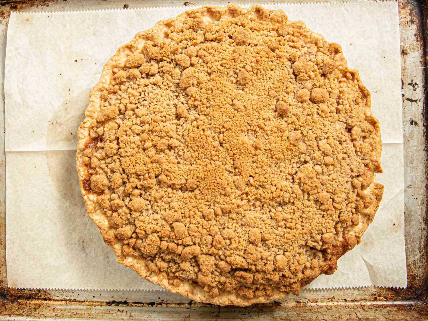 Overhead view of baked pie