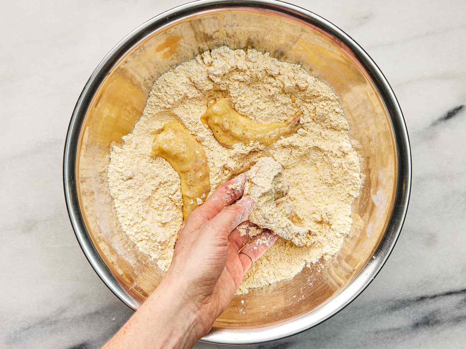 dredging mixture in flour mixture