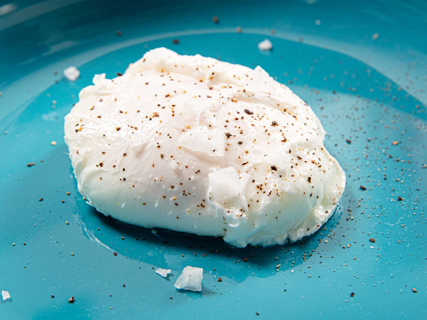 Side view of poached egg