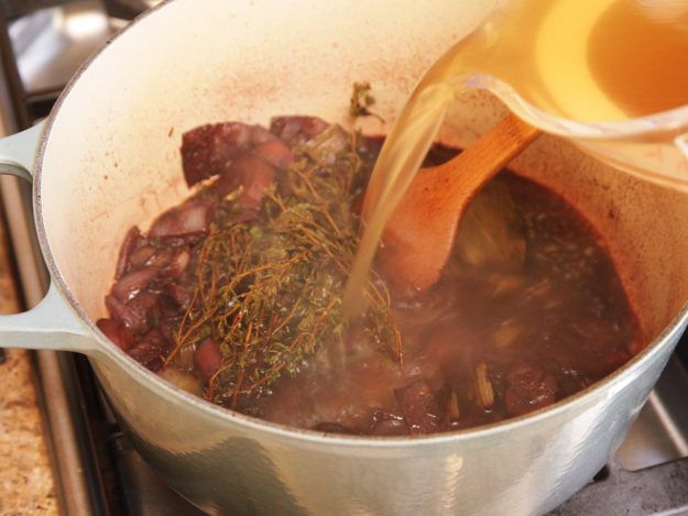 Stock for red wine jus.