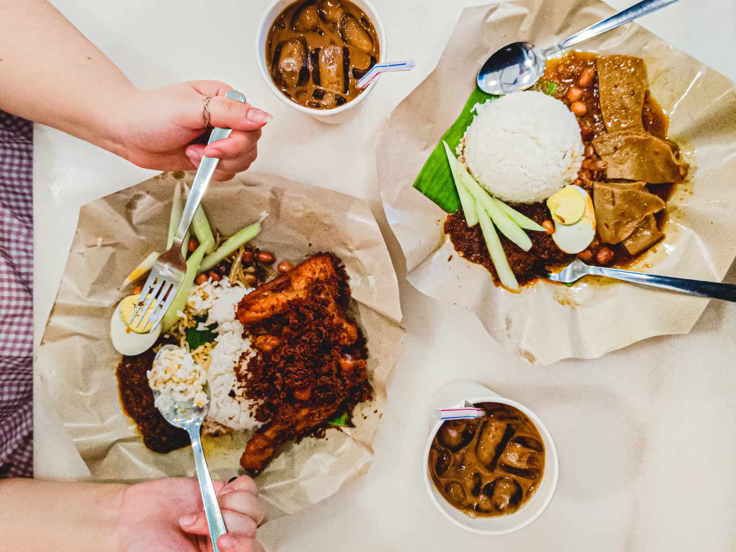 Overhead view of nasi lemak from Village Park
