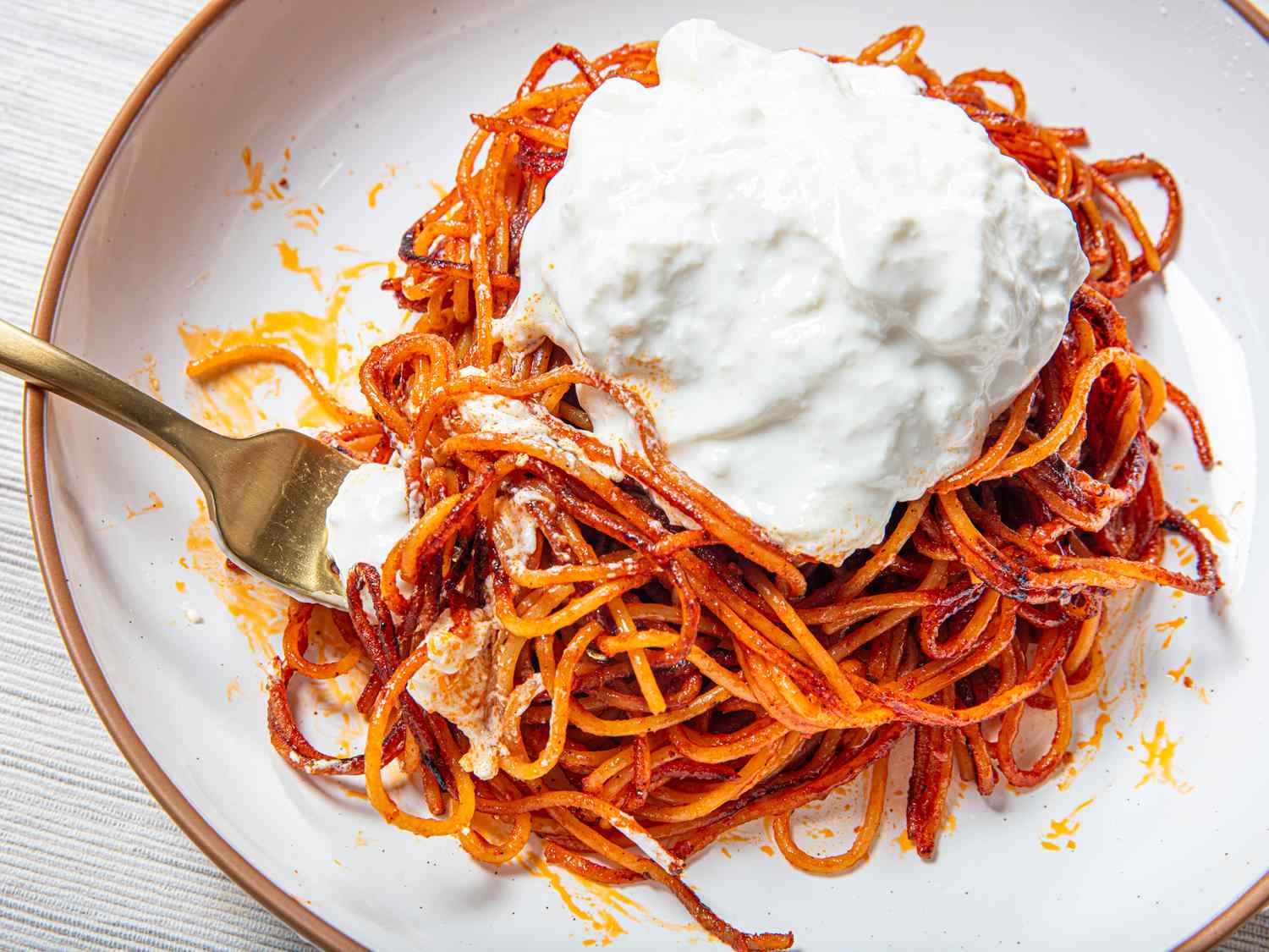 Overhead view of pasta