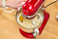 Batter is made in the KitchenAid Artisan Mini 3.5-Quart Tilt-Head Stand Mixer