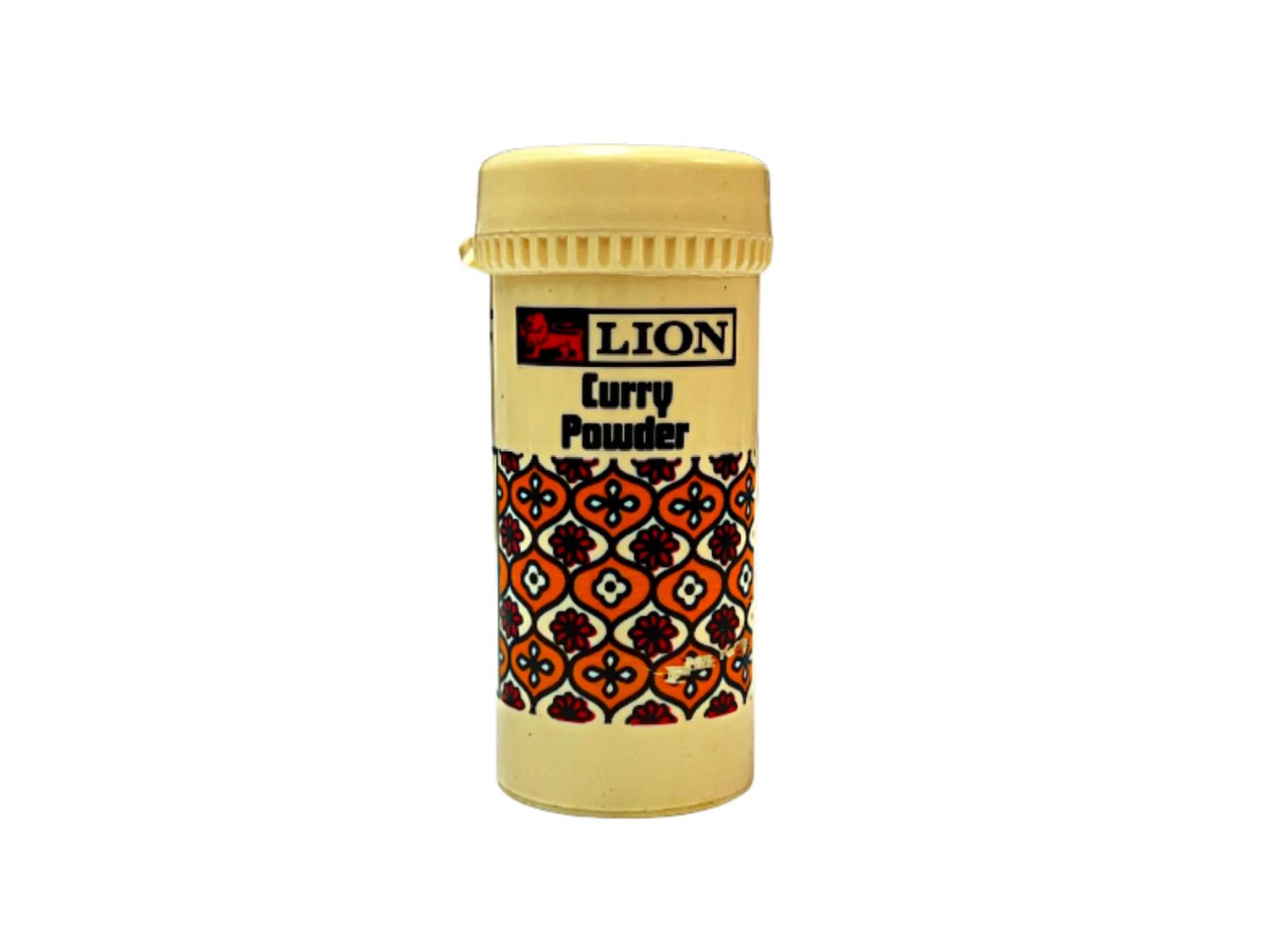 Bottle of Lion Curry Powder on white