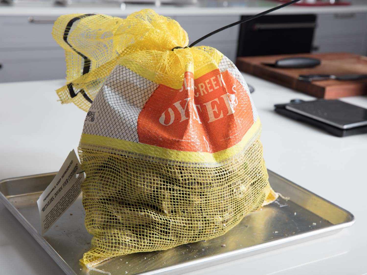 Bag of Island Creek oysters