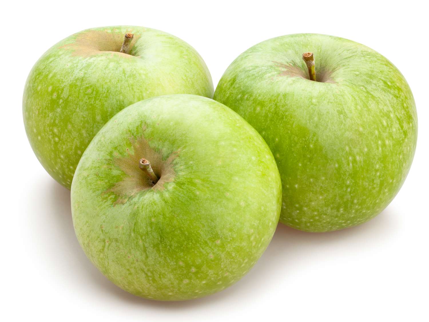Three green apples grouped together