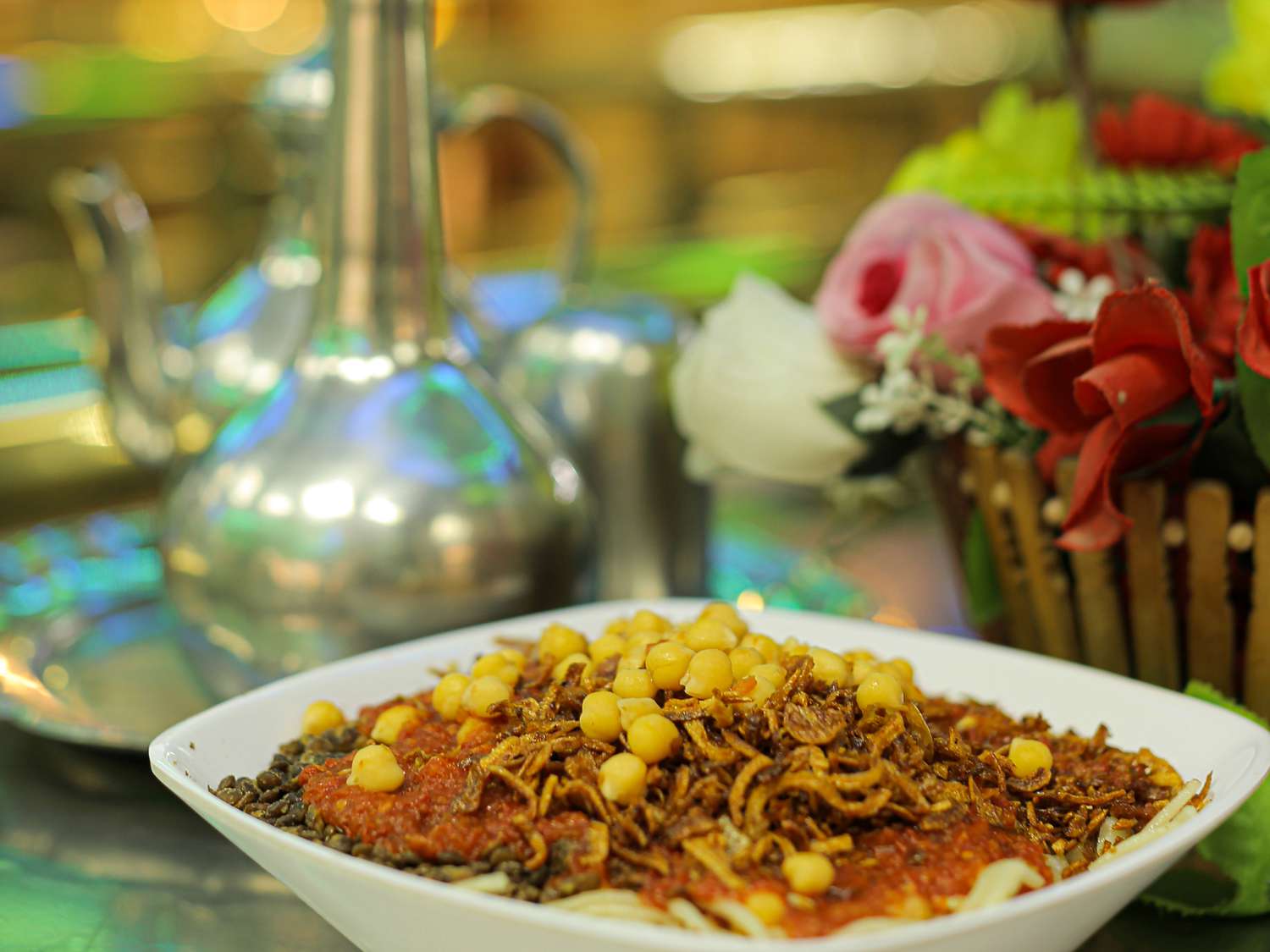 Side view of Koshari at Koshary Abou Tarek