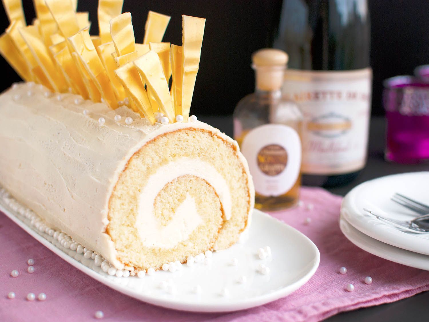 White chocolate bûche de noël