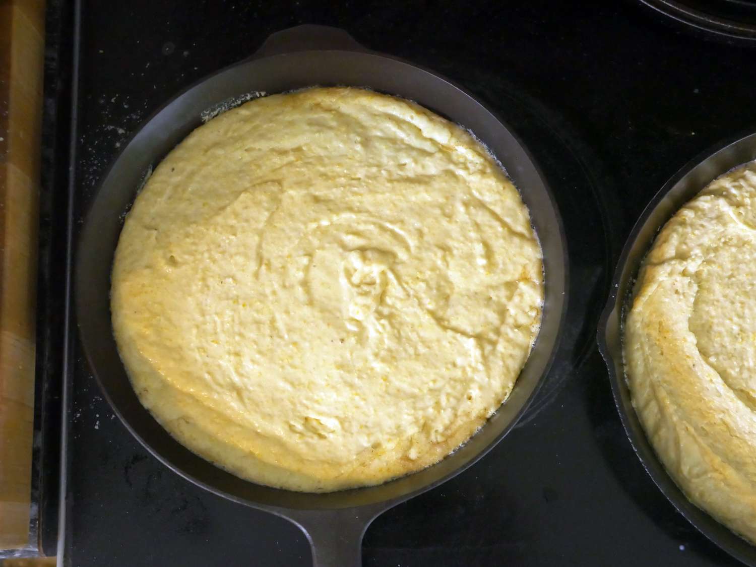 field co skillet with cornbread batter