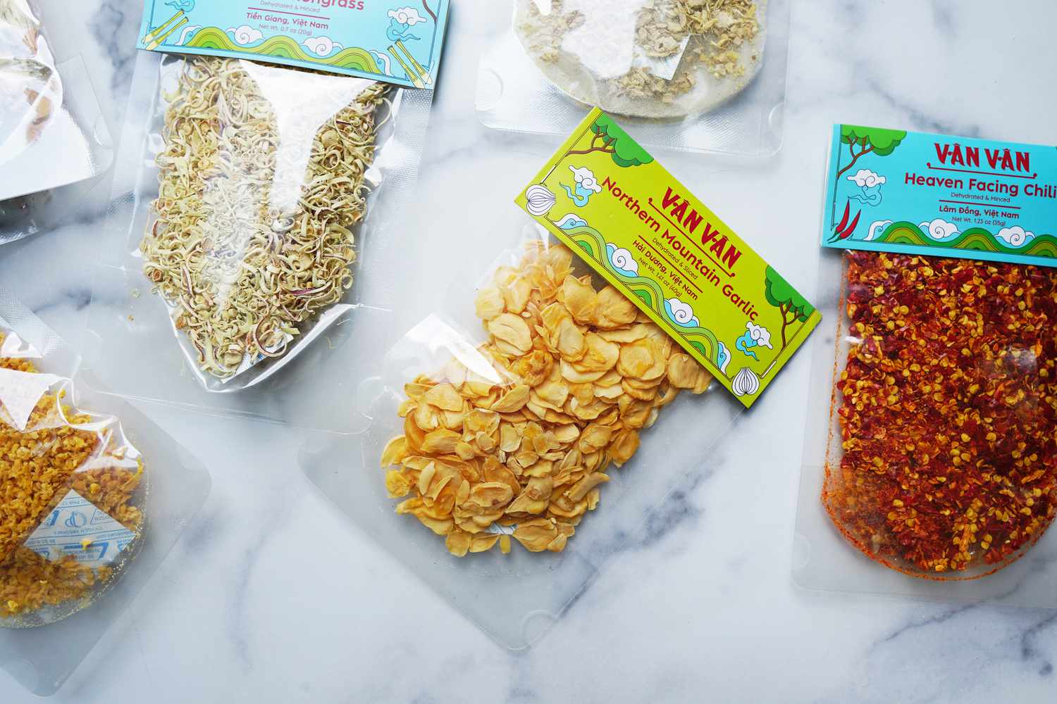 van van spices on a marble backdrop