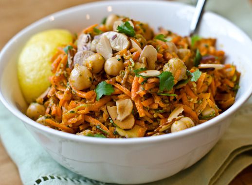Carrot and Chickpea Salad with Fried Almonds
