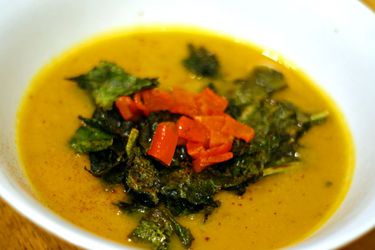 Roasted Butternut Squash, Kale, and Lemon Soup
