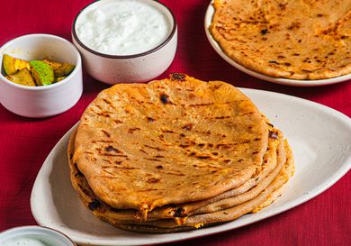 Side view of buffalo chicken and cheese partha