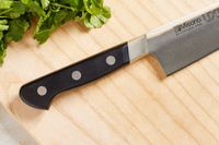 Close-up of the handle on a Misono UX10 8.2-Inch Gyutou