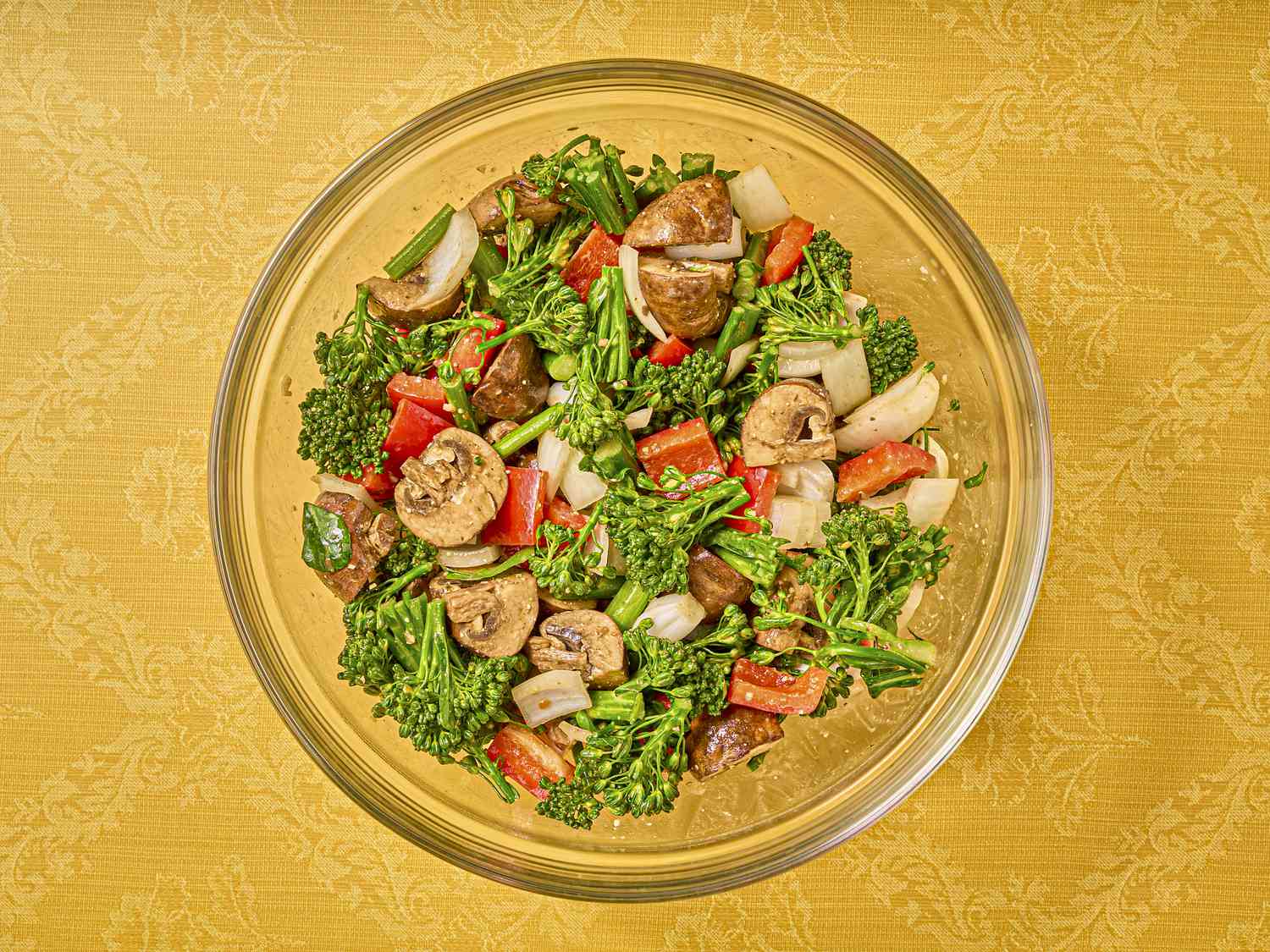 Overhead view of vegetables in a bowl 