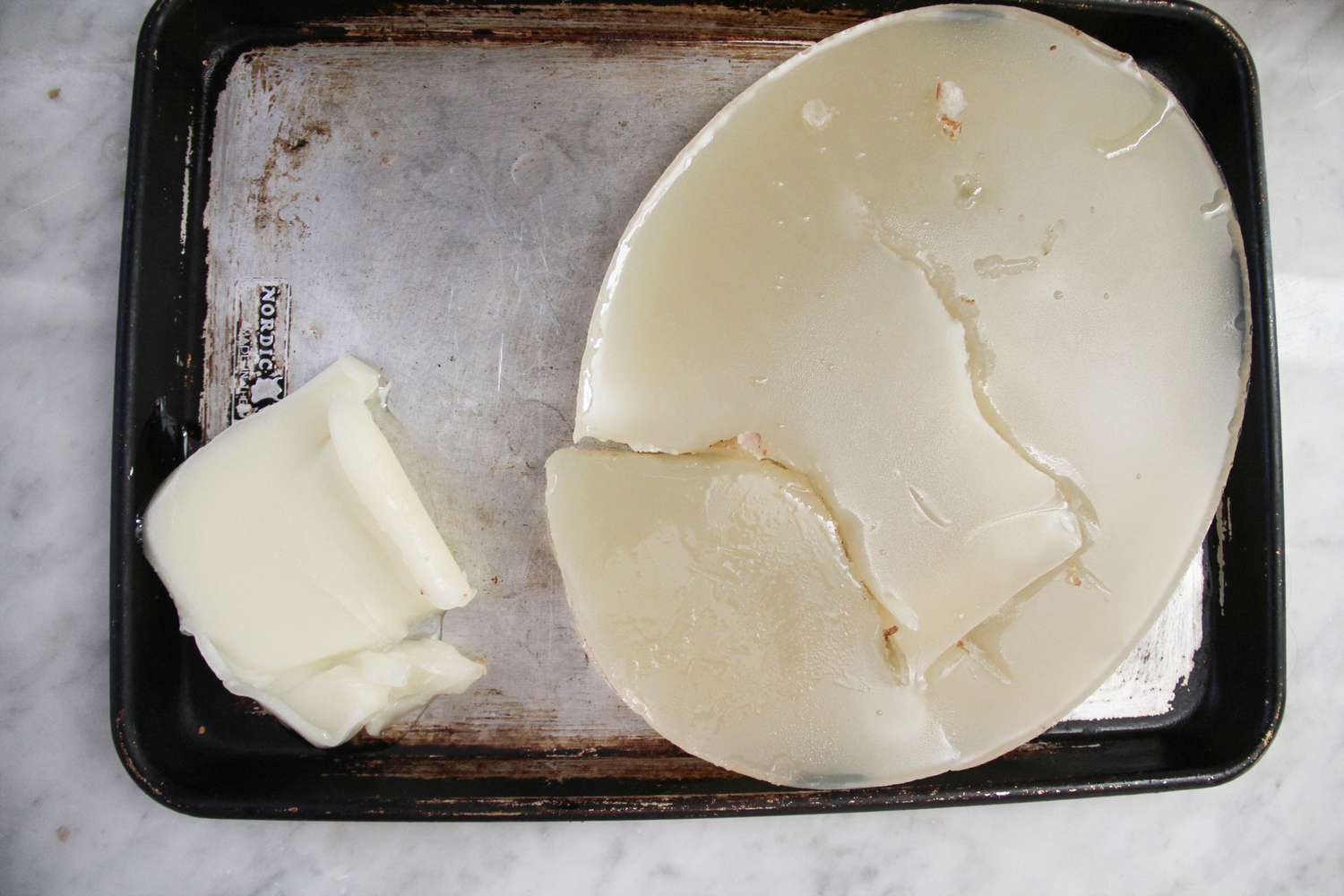 Solidified oil on a pan