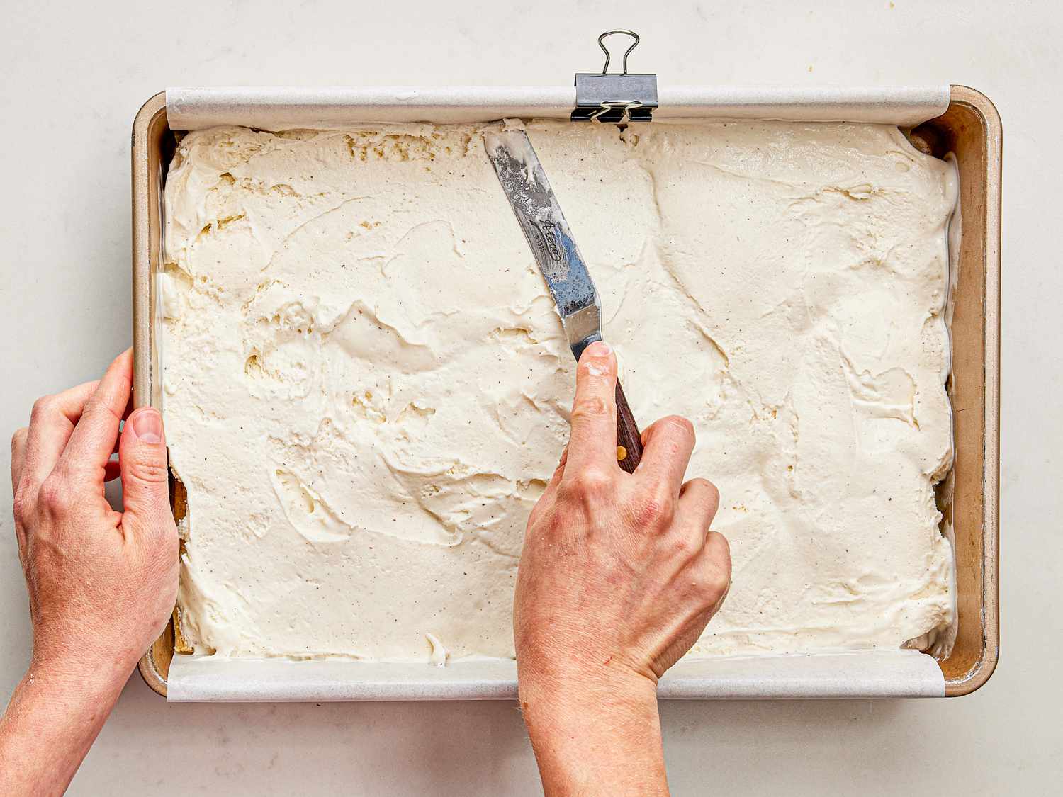 Overhead of spreading ice cream