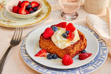 Side view of honey butter toast