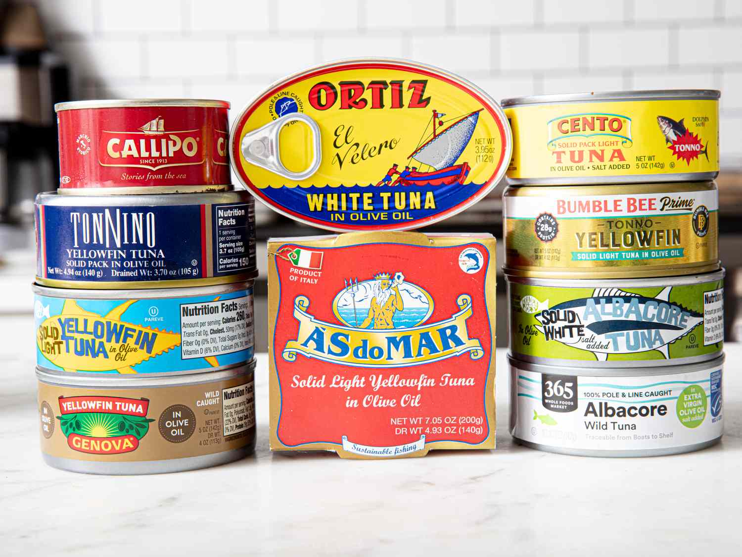 Side view of tuna in oil