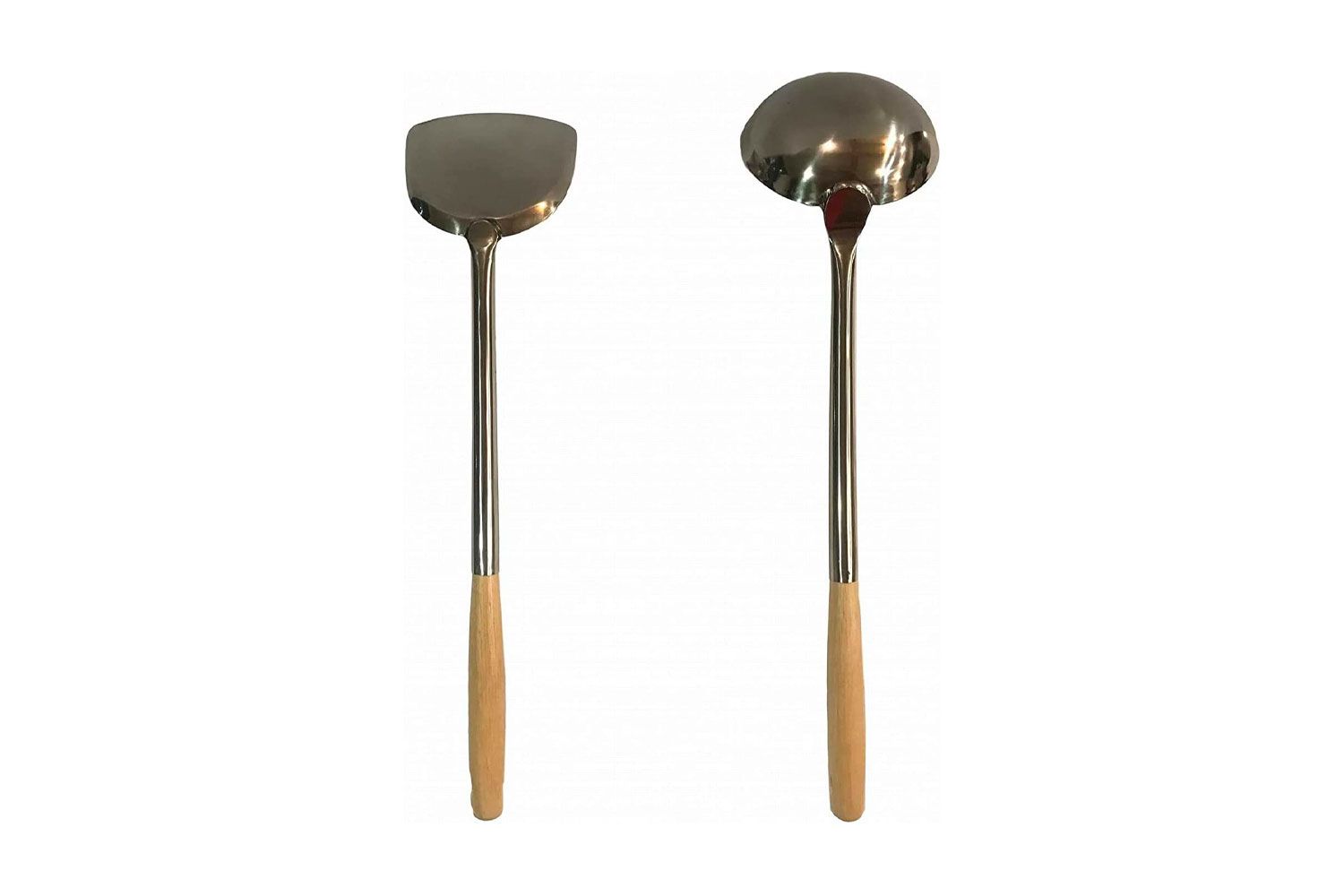 Wok Utensils Set 1 Wok Spatula &amp; 1 Wok Ladle Large Size L17.5' x 5' Chinese Cooking Tools Wok Spoon &amp; Wok Turner Cooking Utensils Set Wok...