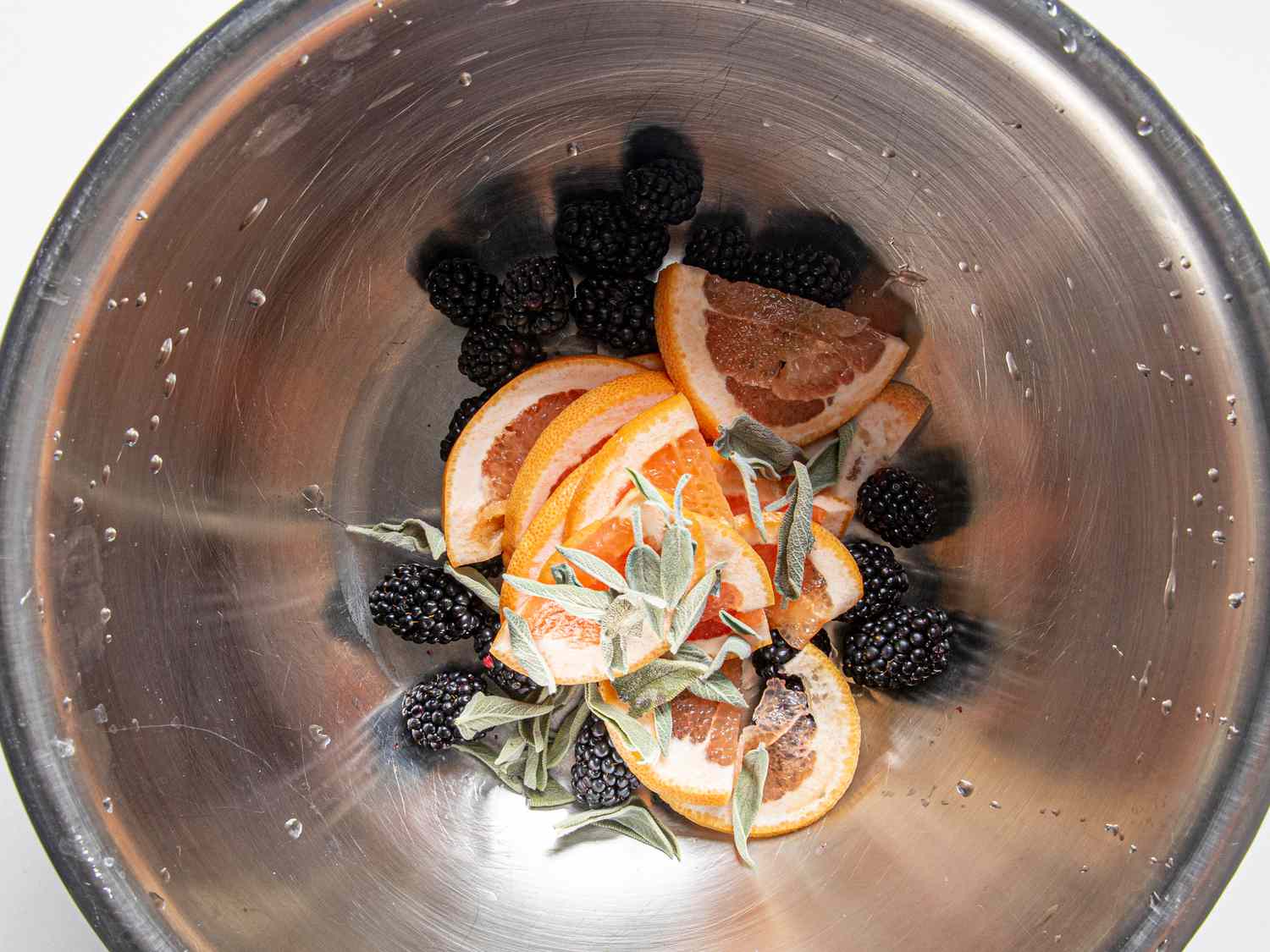Overhead view of ingredients in a bowl