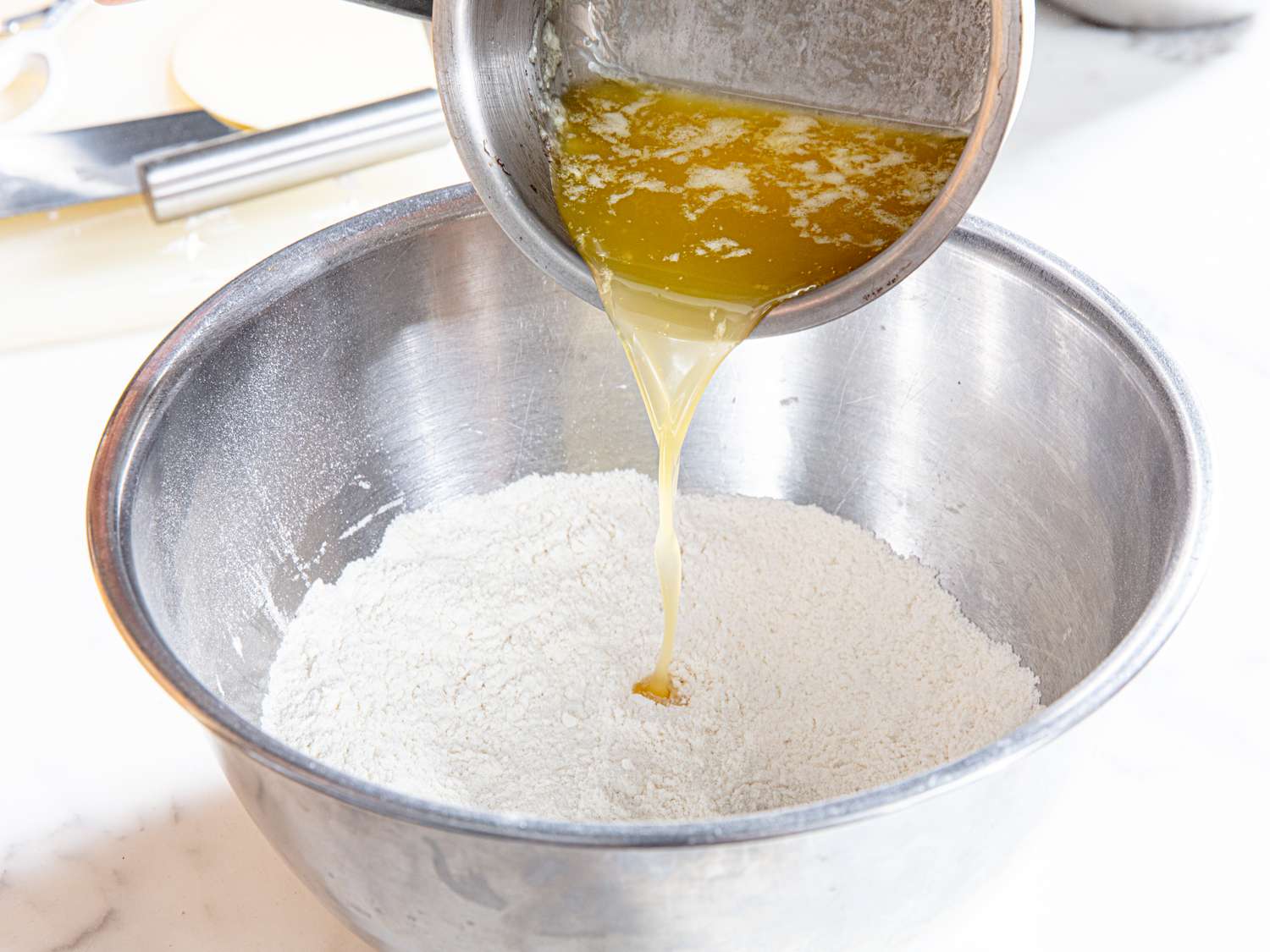 Pouring melted butter